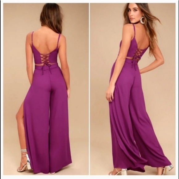 Lulus Out Tonight Magenta Two Piece Jumpsuit - Picture 1 of 6